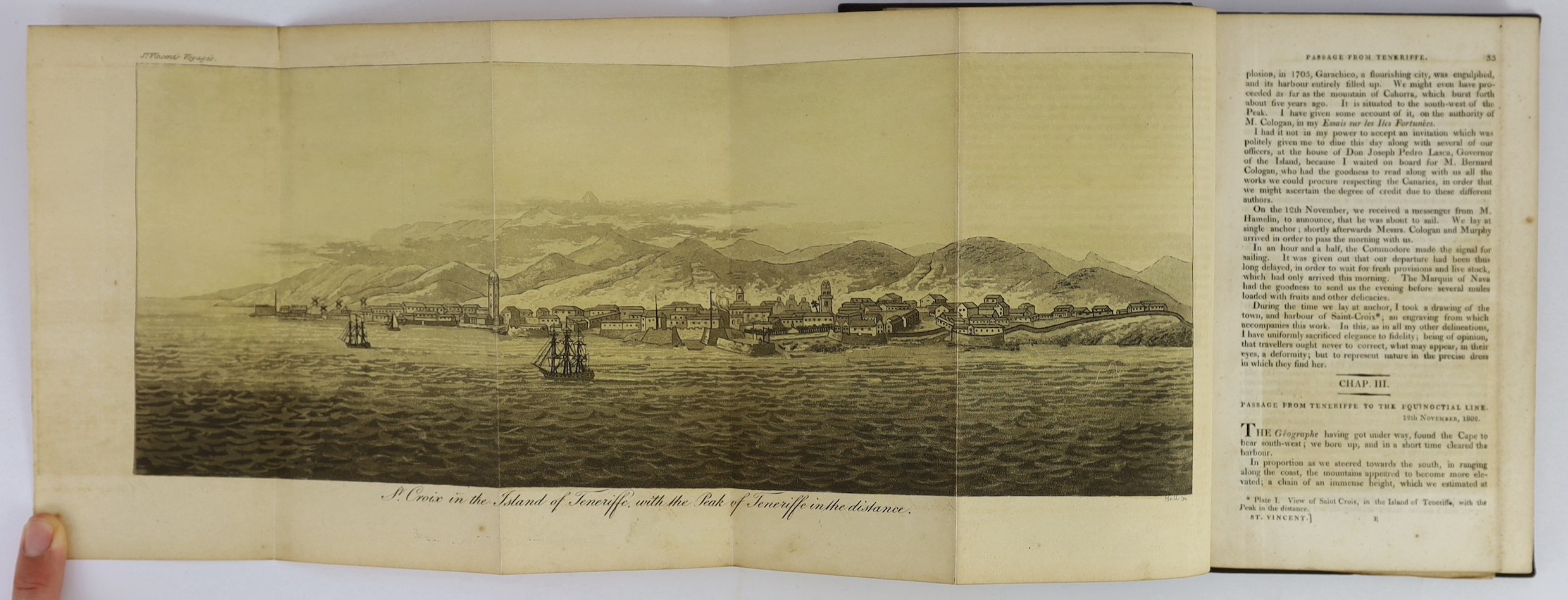 Bory de Saint-Vincent, Jean Baptiste G.M - Voyage, to, and Travels through the Four Principal Islands of the African Seas, 8vo, later black cloth, with 2 engraved folding maps and 5 plates (4 folding), Richard Phillips,